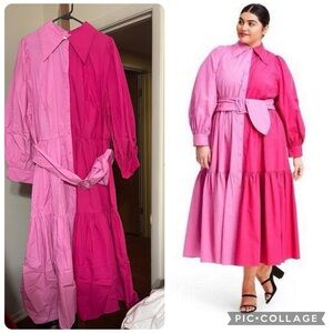 Pink Colorblock Women's Dress